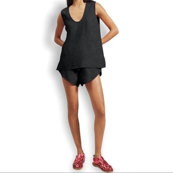 Rachel Comey FEVRE Black 100% Linen Sleeveless Scoop Neck Top 2 NWT